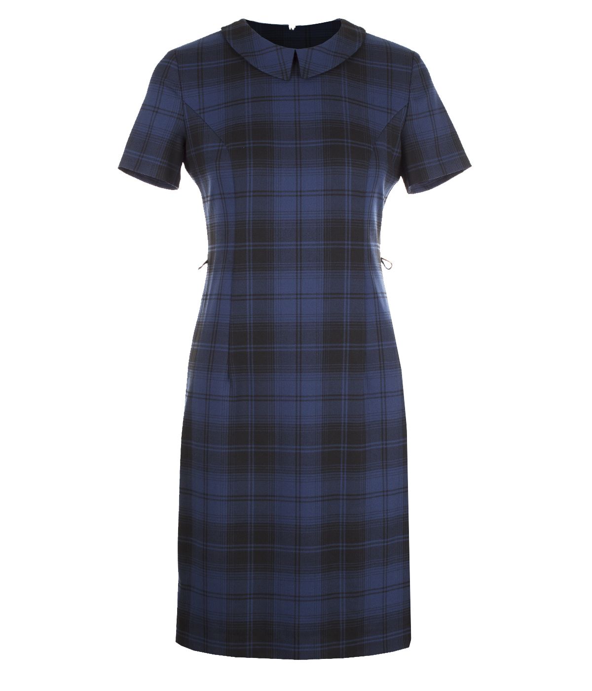 Straight dress with collar and short sleeves 0